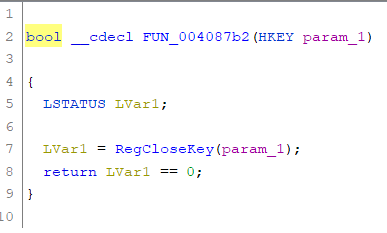 Code that calls RegCloseKey