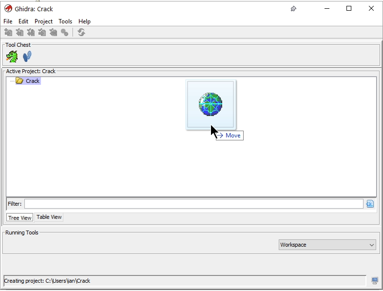 Dragging the icTransfer binary into the project